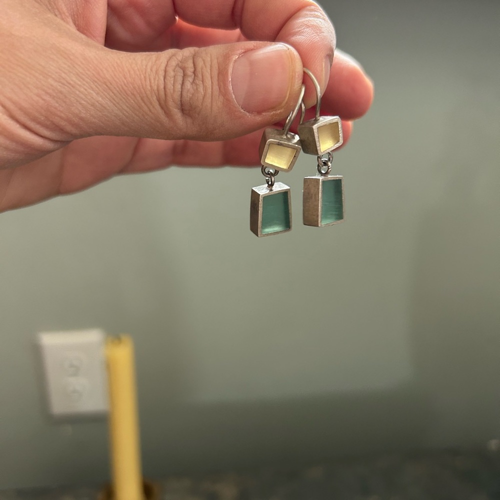 MCM vintage sterling silver sea glass earrings - Picture 8 of 8